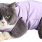 Cat Surgery Recovery Suit Cat Onesie for Cats After Surgery Spay Surgical Abdominal Wound Skin Diseases E-Collar Alternative Wear (Purple-S)