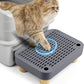 Cat Litter Box Step Ramp, Cat Litter Catcher Mat with Wooden Feet, Filter Function, Cat Pedal Stool for Self-Cleaning Cat Litter Box, Ideal for Kitten & Elderly Cats (Dark Grey)