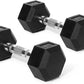 RitFit 5-650 LBS PVC Encased Hex Dumbbell Sets with Optional Rack for Home Gym, Hand weight with Chrome Handle for Strength Training, Workouts