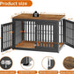 48" Heavy Duty Dog Crate Furniture for Small,Medium and Large Dogs,Rustic Wooden Dog Cage Kennel Indoor Furniture with Waterproof Top,Decorative Pet House Side End Table (Black & Wood)