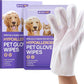 HICC PET Cleaning Deodorizing Glove Wipes for Dogs & Cats, Vet Recommended Hypoallergenic Pet Cleaning and Hydrating Glove Wipes, Nourish Fur Coconut Oil Pet Bathing Wipes for Horse Coat Care