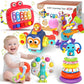5 in 1 Baby Toy for 12 18 Month, Learning Toys for Babies 12-18 Months, Baby Busy Cube, Stacking&Sensory, Pull String&Piano Xylophone Toy, Birthday Gift for 12+ Month