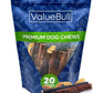 ValueBull Collagen Sticks for Dogs, Varied Shape & Size Chews, Natural Long-Lasting Dog Treats, 1 Pound - Supports Joints, Skin & Coat with Chondroitin & Glucosamine