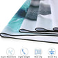 QiyI Yoga Towel with Travel Bag, Microfiber Mat-Sized Hot Yoga Towels, Non Slip Blanket with Corner Pockets, Quick Dry Mat Towel for Bikram, Pilates, Fitness - 70"x26", Pebbles & Blue White Flowers