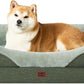 EHEYCIGA Memory Foam Dog Bed for Large Sized, Orthopedic Dog Sofa with Sides and Waterproof Liner, Washable Bolster Pet Couch with Removable Cover, 36x27x7 Inch, Green