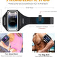 Running Armband with Earphone Bag Cell Phone Armband for iPhone 16 15 Pro 14 Plus 13 11 XR XS, Galaxy S24/S10 Water Resistant Sports Phone Holder Case & Zipper Slot Car Key Holder for 6.9 inch Phone