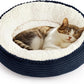 Love's cabin Round Donut Cat and Dog Cushion Bed, 20in Pet Bed for Cats or Small Dogs, Anti-Slip & Water-Resistant Bottom, Super Soft Durable Fabric Pet beds, Washable Luxury Cat Dog Bed Navy Stripe