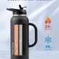 Trebo 40oz Water Bottle Insulated with Handle, Stainless Steel Metal Large Jug,Travel Flask with Straw Spout Lid,Mug Tumbler Cup with Carry Pouch,Keep Cold Hot, Indigo Black