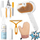 Pet Steam Brush for Dog & Cat – 3-in-1 Spray Hair Removal Comb for Shedding & Grooming Shedding Glove, Flea Comb, Couch Carpet Hair Removal Tool, Nail Toenail Clippers Nail File Shampoo-8PCS