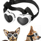 Small Dog Sunglasses UV Protection Goggles Eye Wear Protection with Adjustable Strap Doggy Heart Shape Anti-Fog Sunglasses for Pet Dogs Sun Glasses Doggie Windproof Glasses, White