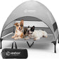 Veehoo Outdoor Dog Bed with Canopy, Cooling Elevated Pet Cot with Removable Shade, Non-Slip Feet, Raised Dog Cot for Large Dogs, Pet Tent Bed for Camping, Beach, XLarge, Grey, CWC2411