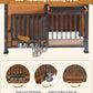 GUTINNEEN Heated Dog House Outdoor with Electric Heating Pad, Insulated Wooden Dog Kennel with 360° Rotating Feeding Bowl, Anti-Chewing Metal Frame, Natural Wood Color