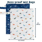 Tiny Twinkle Mess-Proof Waterproof Wet Dry Bag | 2-Pack Reusable Wet Bags for Swimsuits & Baby Clothes | Leakproof Wet Bag for Travel & Diaper Changes for Baby (Dinosaur, Ocean Life)