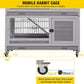 Aivituvin Large Rabbit Hutch Indoor and Outdoor Folding Bunny Cage on Wheels Guinea Pig Cage with Deep No Leak Pull Out Tray,Upgrade Version (Light Gray)
