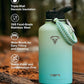 Insulated Water Bottle 64oz,Half Gallon Water Flask Stainless Steel Vacuum, Cold for 48 Hrs,BPA-Free & Leakproof -with Paracord Handle, Strap,Straw Spout Lids,Large Jug for Gym Sports,Green