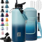 Insulated Water Bottle | Thickened Stainless Steel for Gym and Hiking with Straw, Carrier Bag, Handle Strap | BPA-Free 87 oz