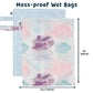 Tiny Twinkle Mess-Proof Waterproof Wet Dry Bag | 2-Pack Reusable Wet Bags for Swimsuits & Baby Clothes | Leakproof Wet Bag for Travel & Diaper Changes for Baby (Cotton Candy)