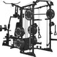 GMWD SmithΔ Machine Power Cage, Multi-Function Home Gym System with Cable Crossover System, Dual-Sided Workout Station with 121LBS Weight Stack, Power Rack, Functional Trainer, All in One Home Gym