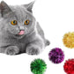 AUEAR, 12 Pack 2 Inch Sparkle Ball Shiny Glitter Tinsel Pom Poms Interactive Cat Balls for Kittens (4 Colors, 12 Inch-12 Pack)