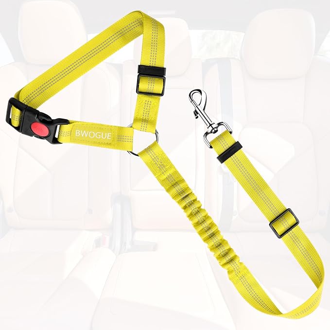 BWOGUE Pet Dog Cat Seat Belts, Car Headrest Restraint Adjustable Safety Leads Vehicle Seatbelt Harness (1 Pack)
