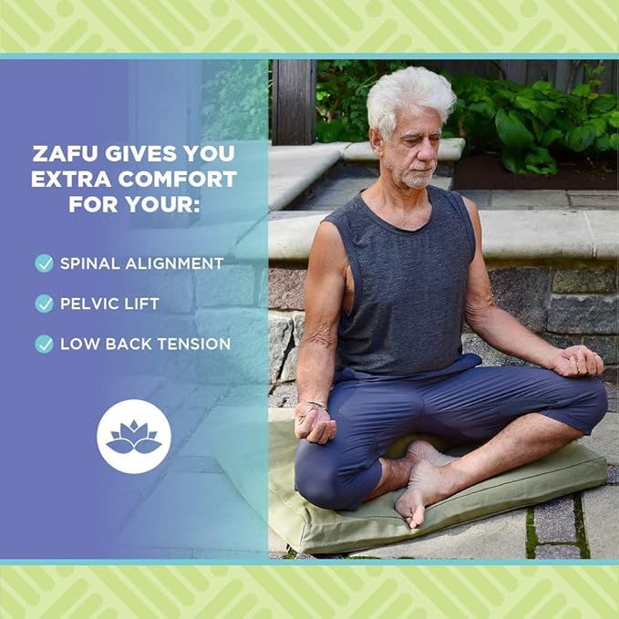 Bean Products Zafu Meditation Pillows for Sitting on Floor, Yoga Cushion, Cotton/Buckwheat Fill Yoga Pillow, Zafu Meditation Cushion, Zen Kneeling Prayer Pad- Made in USA - 14" Round - Aqua