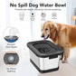 Decflow 7L Stainless Steel Dog Water Bowl, No Spill Anti-Splash Dog Bowls with Anti-Skid Mat, Spill-Proof Slow Feeder for Messy Drinkers, Heavy Duty Pet Bowls for Indoor/Outdoor Use Black
