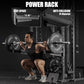 Mikolo Smith Machine, Multi-Function Power Cage with Dual Pulley System, Vertical Leg Press Attachment, Squat Rack Power Rack with More Training Attachment for Home Gym