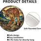Lygond Metal Sign Tin Sign Circular Stained Glass Mountain Lion Gardening Sign for Garden 8×8 Inches