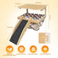 Guinea Pig Hideout，Natural Wood Removable Guinea Pig Bed, Small Animal Habitat with Hanging Hammock/Staircase/Cushion, Suitable for Small Animals to Hide, Rest, Play