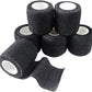 6 Pack 2" x 5 Yards Self Adhesive Bandage Wrap Breathable Cohesive Vet Wrap for Pets, Elastic Self-Adherent Tape for Sports, Wrist, Ankle (Black)