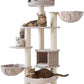 Extra Large Cat Tree for Maine Coon,65 Inches Tall Cat Tree Tower for Indoor Cats Large Adult 20 lbs,XXL Heavy Duty Luxury Sturdy Cat House with Big Hammock,Sisal Scratching Post,Condo