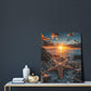 Beach Starfish Wall Decor Ocean Starfish Wall Art Sunset Scenery Coastal Theme Pictures Canvas Nature Seascape Painting Print Framed Artwork Decorations for Home Bathroom Living Room Bedroom Office 16"x20"