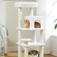 White Cat Tree for Indoor Cats, 45.7" Multi-Level Cat Tower with Large Metal Frame Hammock, Cat Condo with 4 Scratching Posts and Top Perch, White