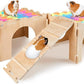 Guinea Pig Hideout, Guinea Pigs House with Stairs and Mats Extra Large Guinea Piggy Castle Detachable Hideouts for Small Animals Wooden Guinea Pig Habitats with Multiple Doors and Windows