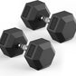 Hex Dumbbell 40-125 lb, Rubber Encased Exercise & Fitness Dumbbells, Hand Weight for Strength Training