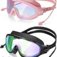 Adult Swimming Goggles,Leak-Proof,Anti-Fog Pool Glasses,Wide View Swim Goggles with Ear Plugs and Nose Clip
