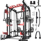 Smith Machine with LAT-Pull Down System & Cable Crossover Machine, 2000LBS Power Cage Rack for Garage Workout & Home Gym