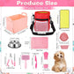 65 Pcs Puppy Supplies Starter Kit Small Dog Essentials Includes Dog Leash, Toys, Bowl, Brushes, Water Bottles, pet Blankets Puppy Accessories for New Welcome Gift Supplies(Cute,Pink)