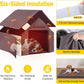 Outdoor Heated Dog House with All-Around Insulated Liner Weatherproof Puppy Shelter Indoor Dog Kennel, Anti-Bite Dog Home for Large Breed with Porch (Brown-2, 50.8" D x 37.4" W x 37.2" H)