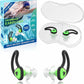 Hearprotek [2 Pairs] Ear Plugs for Swimming,Swim Ear Plugs Adults-Waterproof Silicone Water earplugs for Men Women Juniors Swimmers Pool Shower Bathing (Green)