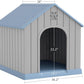 Large Dog House Outdoor Indoor for Medium Large Dogs, Durable Plastic Waterproof Doghouse with Air Vents and Elevated Floor, Easy Clean and Assemble (Blue, 36.2''L×38''W×38''H)