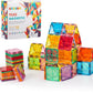 32-Pack Magnetic Tiles–Rainbow Builder Set, 2.95in STEM Construction Kit with Transparent Windows, Expand Creative Play for Kids