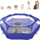 Pawaboo Small Animals Playpen, Waterproof Small Pet Cage Tent with Zippered Cover, Portable Outdoor Yard Fence with 3 Metal Rod for Chick/Kitten/Puppy/Guinea Pig/Rabbits/Hamster/Chinchillas,Indigo