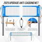 2025 Outdoor Professional Volleyball Net Set for Backyard Beach with Tetoron Net, Adjustable 2" Aluminum Poles, PU Volleyball,Carry Bag - Easy Setup & Anti-Sagg with 2 Tension Adjusters