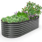 A ANLEOLIFE 8X4X2 ft Galvanized Raised Garden Beds Outdoor, Oval Large Metal Deep Root Planter Box for Planting Vegetables Flowers Herb, Anti-Rust & Easy-Setup, Quartz Grey