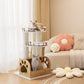 Modern Cat Tree, Solid Wooden Cats Tower, 37" Luxury Cats Trees Condo for Large Cat, Multi-Level Cat Tree Tower Natural Cat House Furniture, with Scratching Posts, Removable Washable Cushions