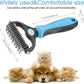 Pet Grooming Tool - 2 Sided Undercoat Rake for Cats and Dogs - Safe Dematting Comb for Easy Mats & Tangles Removing - No More Nasty Shedding and Flying Hair