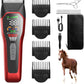Horse Clippers Low Noise Rechargeble Horse Trimmer Kit, Pet Shaver for Heavy Thick Coats Grooming, 2-Speed Cordless Animal Shears for Horse, Sheep, Cats and Dogs