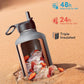 64 oz Insulated Water Bottle with Straw & 3 Lids, Coolflask Half Gallon Water Jug Large Metal Stainless Steel Wide Mouth for Sports, Gym or Office, Non-BPA Keep Cold 48H Hot 24H, Knight Grey