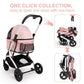 Pet Stroller for Medium Small Dog & Cat, Foldable Lightweight Dog Stroller with Storage Basket Pet Travel Carriage with Safety Leashes, 4 Wheel, Pink